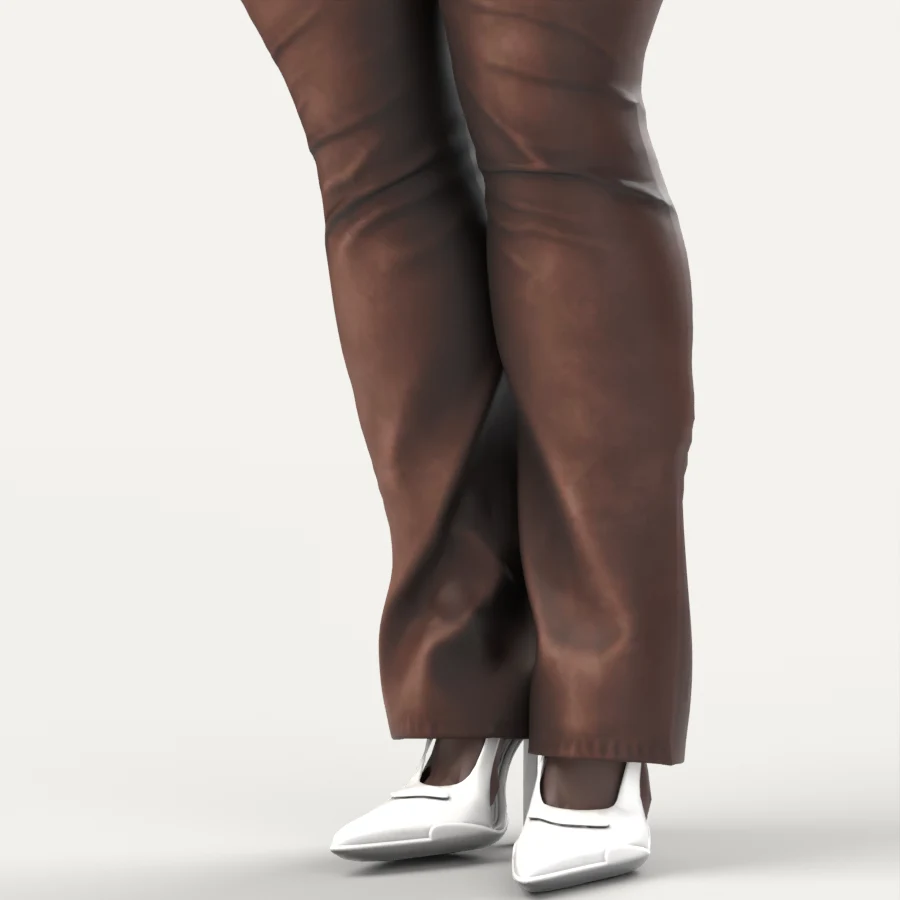 Lace & Leather Set, close-up of the leather flare pants