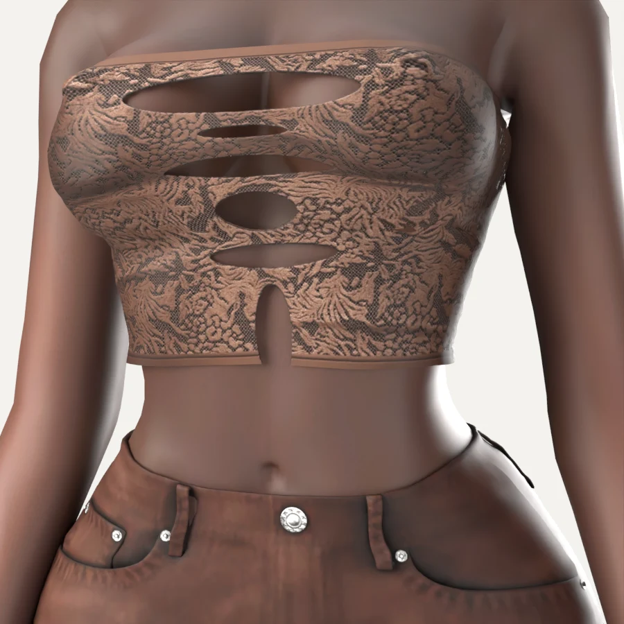 Lace & Leather Set, close-up of the lace bustier