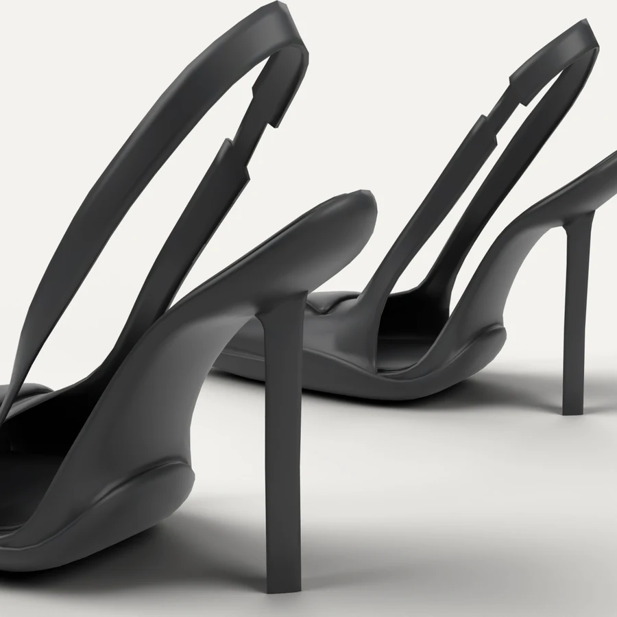 Slingback Heels, black, close-up of the heel