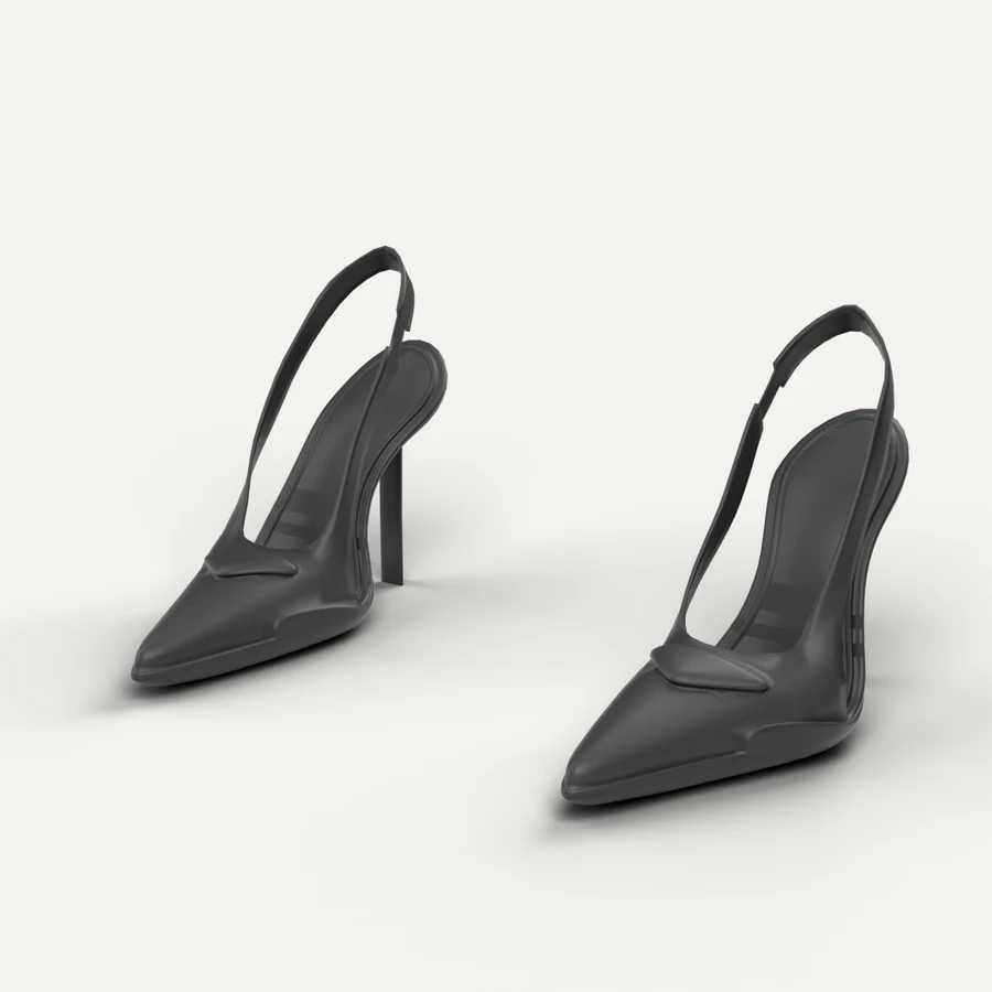 Slingback Heels, black, front three-quarter view