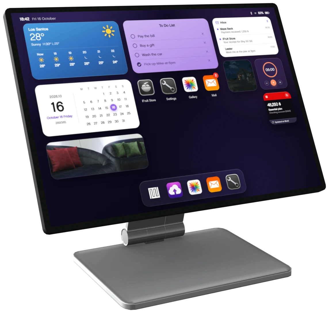 The iSlate tablet prop with its home screen